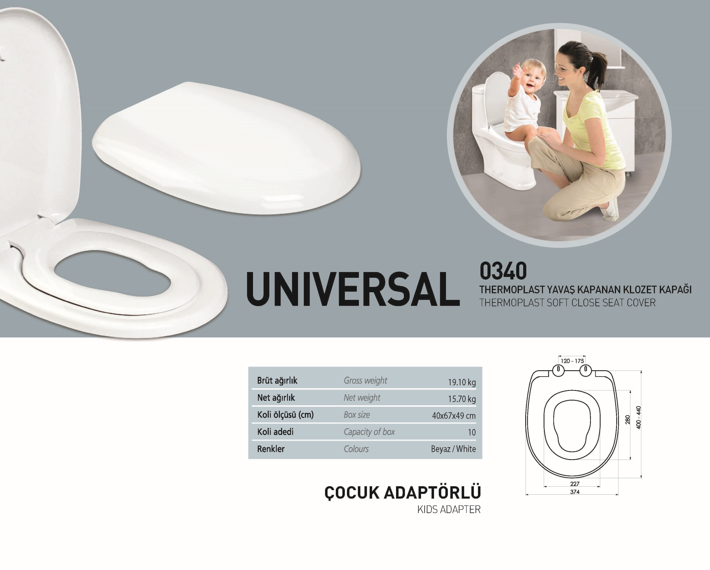 NKP THERMOPLAST UNİVERSAL ÇOC.YET. KLOZET KAPAĞI